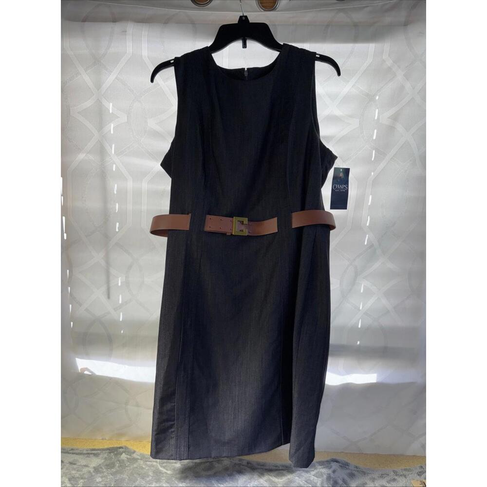 Chaps Sheath Dress 16 Blue on Blue  Sleeveless Back Zip NWT